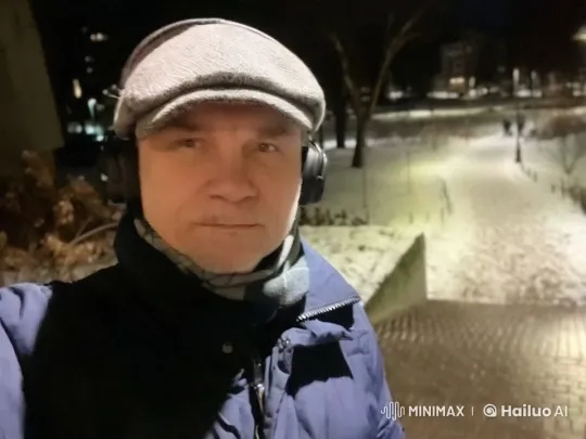 Winter Night: Person Stands Still in Snowy Path Scene – AI Generated Video | Hailuo AI