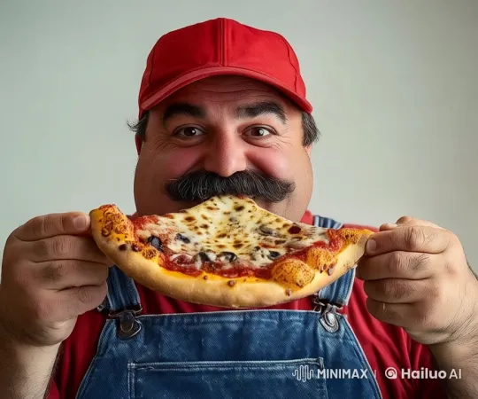 Red-Capped Person Savors Pizza in Live2D Animation – AI Generated Video | Hailuo AI