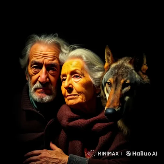Elderly Couple Embraces Majestic Wolf in Live2D Animation – AI Generated Video | Hailuo AI