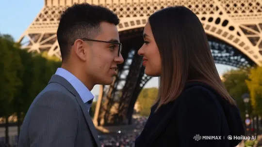Romantic Moment Under the Eiffel Tower – AI Generated Video | Hailuo AI