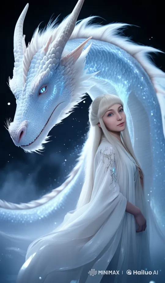 Mystical Dragon Bonds with Graceful Lady in Ethereal Flight – AI Generated Video | Hailuo AI