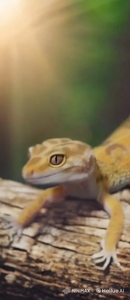 Yellow Gecko Hunting in Sunlit Habitat – AI Generated Video | Hailuo AI