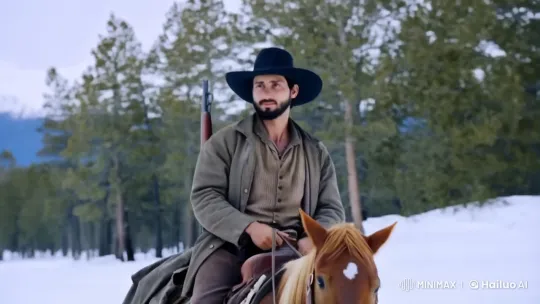 Bearded Rider Navigates Snowy Wilderness – AI Generated Video | Hailuo AI
