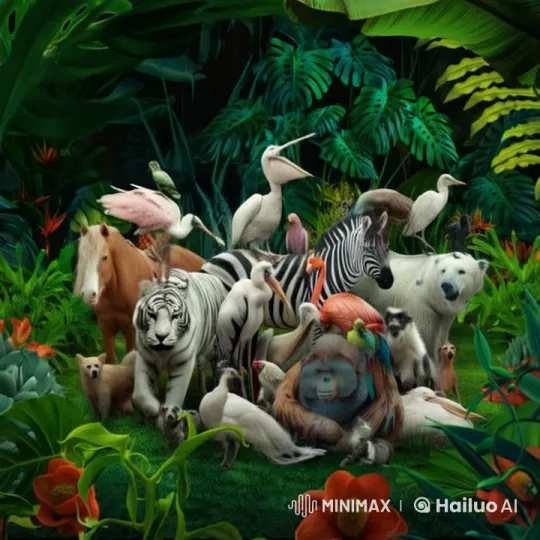Vibrant Jungle: Live2D Animals in Serene Coexistence – AI Generated Video | Hailuo AI