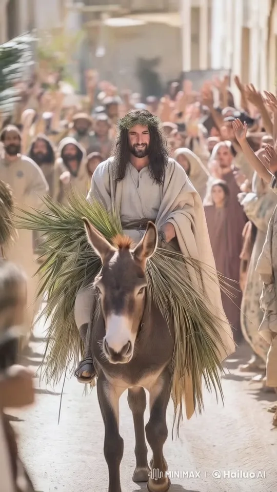 Ancient-Robed Man Rides Donkey Through Celebratory Crowd – AI Generated Video | Hailuo AI