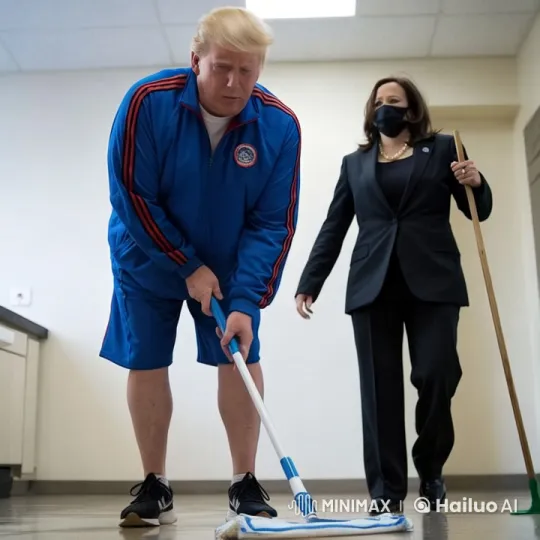Animated Video: Trump in Tracksuit Mops Floor, Crying – AI Generated Video | Hailuo AI