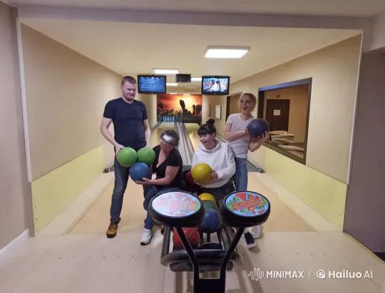 Friends Blend Kung Fu and Bowling in Animated Scene – AI Generated Video | Hailuo AI