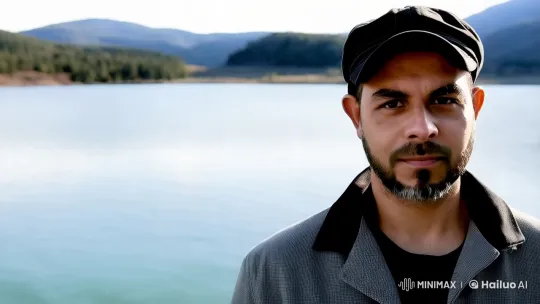 Man Walks on Water in Serene Lake Landscape Video Clip – AI Generated Video | Hailuo AI