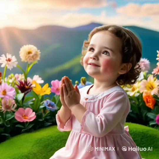 Praying Girl in a Sunset Mountainscape – AI Generated Video | Hailuo AI