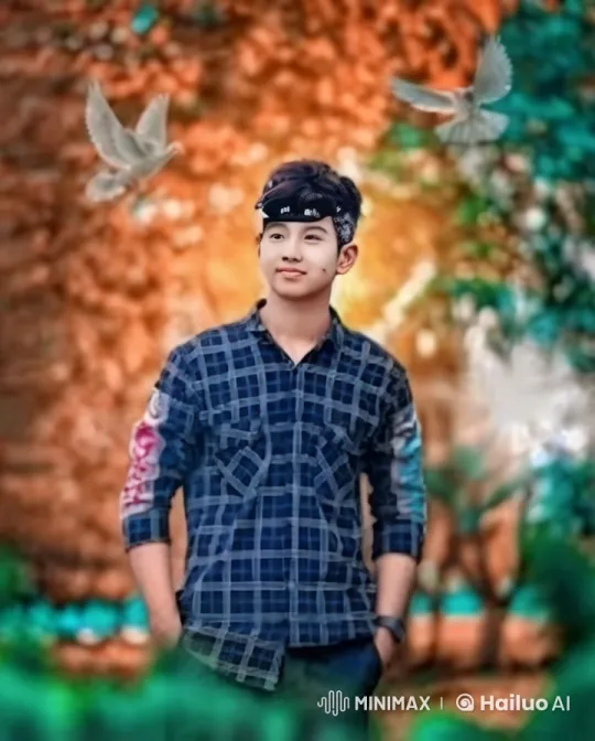 Autumn Serenity: Live2D Man with Doves Amidst Vibrant Foliage – AI Generated Video | Hailuo AI