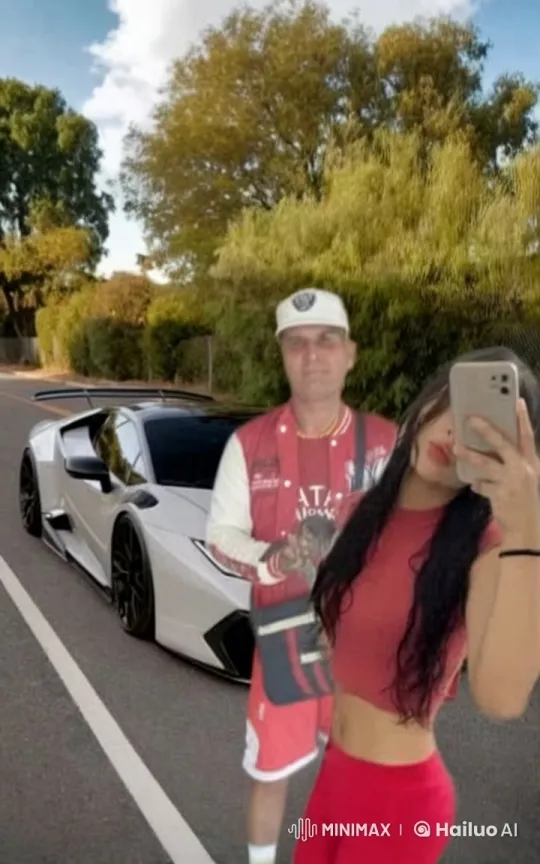 Couple Takes Selfie, Shares Kiss by Luxury Car – AI Generated Video | Hailuo AI