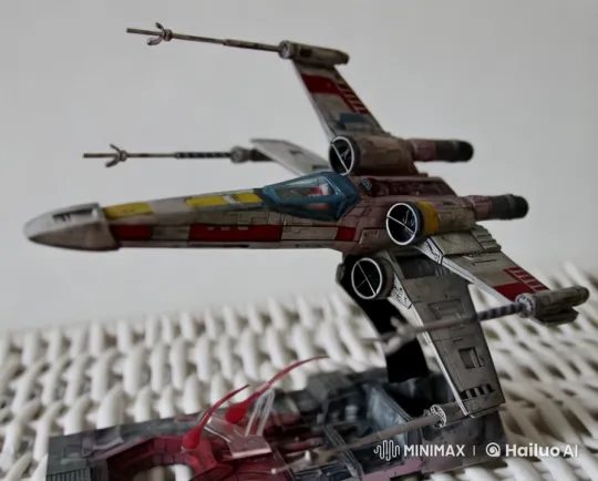 Star Wars X-wing Navigates Space Under Fire – AI Generated Video | Hailuo AI
