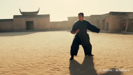 Martial Artist Dominates in Dynamic, Sunlit Kungfu Sequence – AI Generated Video | Hailuo AI