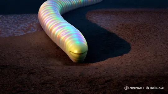 Giant Earthworm Engulfs Glittering MegaMind Fish – AI Generated Video | Hailuo AI
