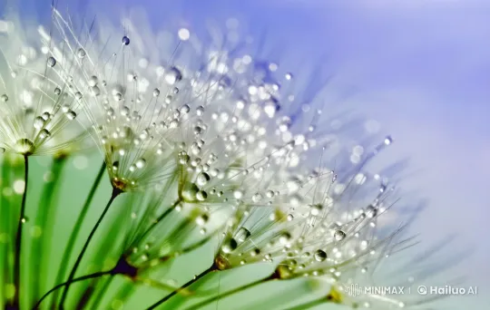 Serene Dandelion Seeds with Sparkling Water Droplets – AI Generated Video | Hailuo AI