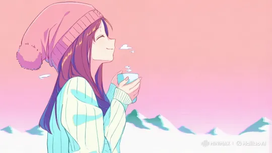 Girl Enjoying Hot Beverage in Peaceful Winter Scene – AI Generated Video | Hailuo AI