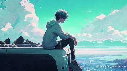 Young Person Enjoying Scenic View on Rooftop - Live2D Animation – AI Generated Video | Hailuo AI