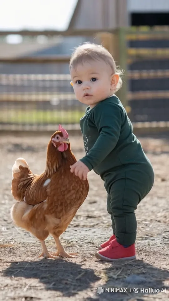 Child vs. Chicken: Animated Kungfu Showdown on Farmyard – AI Generated Video | Hailuo AI