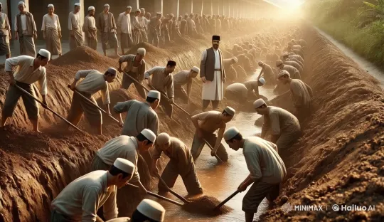 Muslim Men Working on Canal in Realistic Live2D Animation – AI Generated Video | Hailuo AI