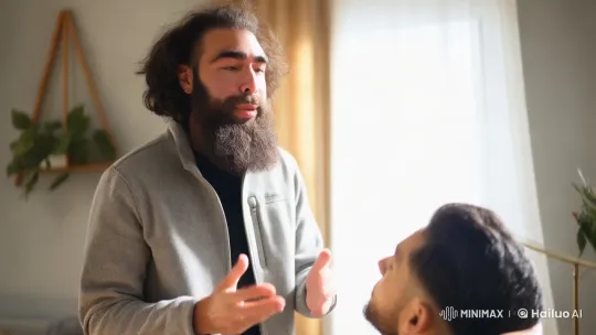 Bearded Man Teaches Emotional Release Technique – AI Generated Video | Hailuo AI