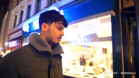 Young Man Contemplates Life on a Night Walk Through City – AI Generated Video | Hailuo AI