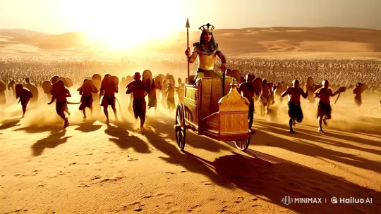 Pharaoh Djer Leads Egyptian Forces in a Dramatic Desert Battle – AI Generated Video | Hailuo AI