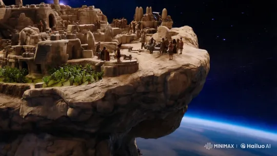 Stone Age Civilization Thrives on Space Meteor City – AI Generated Video | Hailuo AI