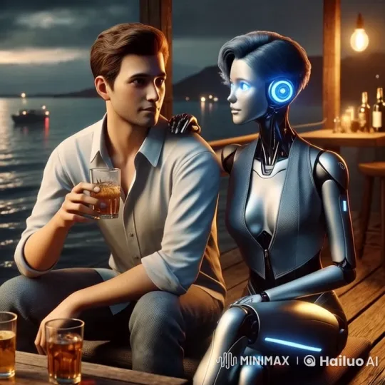 Intimate Lakeside Moment: Man and Android – AI Generated Video | Hailuo AI