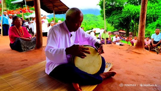 Elderly Musician Plays Gondang Batak at Village Gathering – AI Generated Video | Hailuo AI