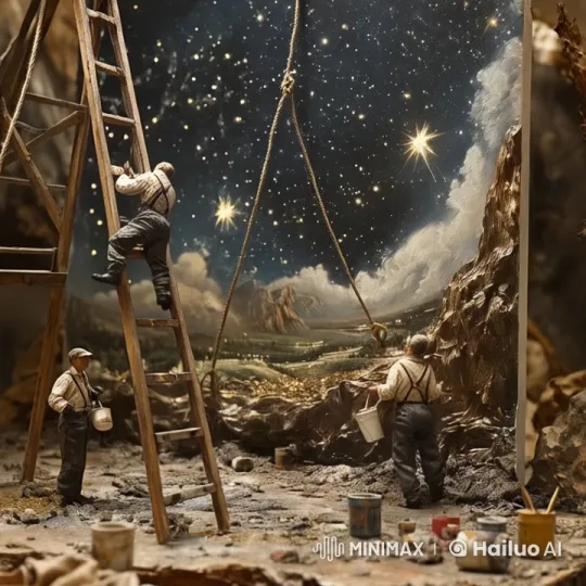 Sky-Painting Process in Live2D Diorama – AI Generated Video | Hailuo AI