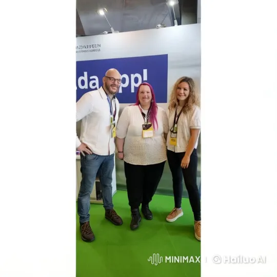 Live2D Animated Scene: Friendly Kiss at Event Booth – AI Generated Video | Hailuo AI