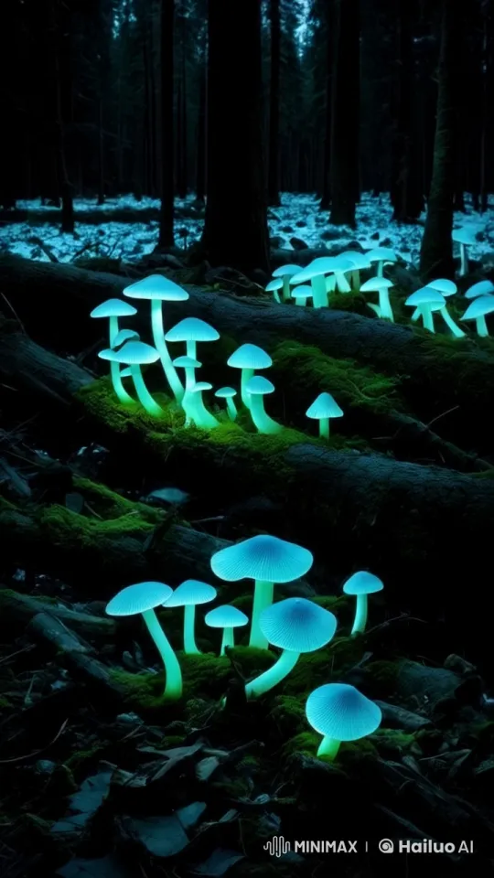 Mystical Forest: The Secret Life of Bioluminescent Mushrooms – AI Generated Video | Hailuo AI