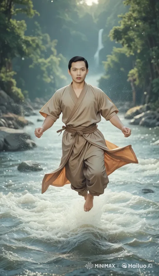 Young Man Glides Gracefully Above River in Indonesia – AI Generated Video | Hailuo AI
