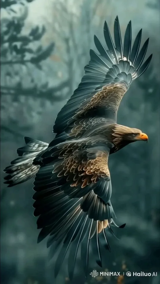 Eagle Soaring Gracefully in Live2D Animated Sky – AI Generated Video | Hailuo AI