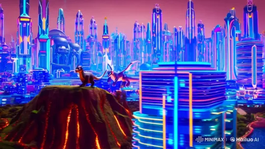 Legendary Pokémon Clash in Neon City and Emberlands – AI Generated Video | Hailuo AI