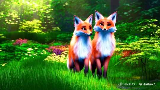Enchanted Foxes in a Luminous Forest Setting – AI Generated Video | Hailuo AI
