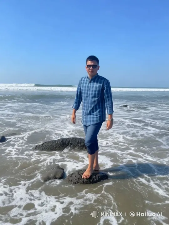 Serene Beach Moment: Barefoot Man by the Sea – AI Generated Video | Hailuo AI