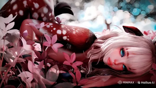 Tranquil Deer-like Character in Enchanted Flower Bed – AI Generated Video | Hailuo AI