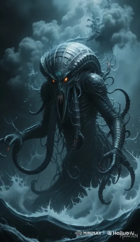 Nightmarish Cobra-Octopus Beast Emerges in Abyss – AI Generated Video | Hailuo AI