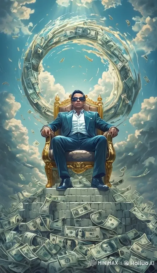 Authority Ascends Wealth Staircase in Heavenly Light – AI Generated Video | Hailuo AI