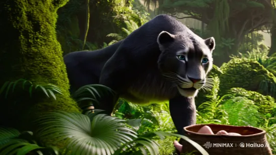 Panther Bagheera Discovers Vulnerable Mowgli in Jungle – AI Generated Video | Hailuo AI