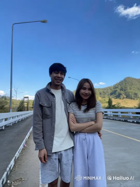 Live2D Animated Fight Scene on Scenic Bridge – AI Generated Video | Hailuo AI