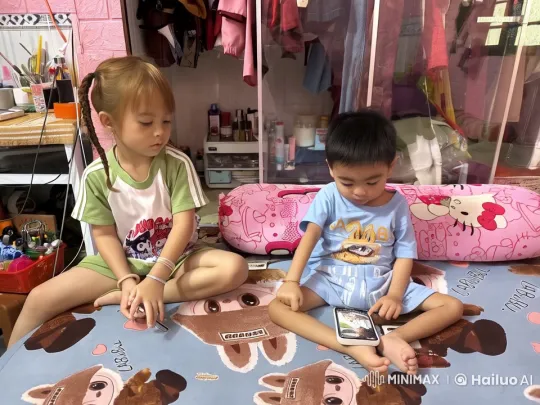 Kids Engage in Energetic Kung Fu Battle in Animated Bedroom – AI Generated Video | Hailuo AI