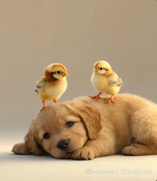 Cute Puppy with Chicks on Its Back in Live2D Animation – AI Generated Video | Hailuo AI