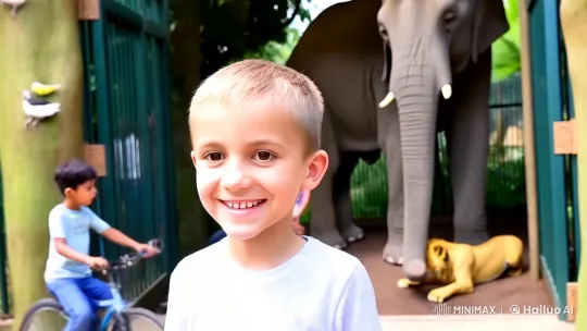 Boy's Exciting Zoo Adventure and Lesson on Animal Care – AI Generated Video | Hailuo AI
