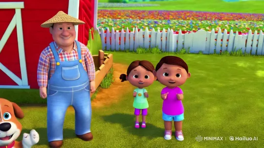 Vibrant Farmyard Adventure with Friendly Farmer and Playful Dog – AI Generated Video | Hailuo AI