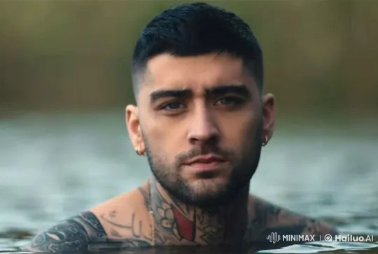 Tattooed Individual Exudes Seduction in Tranquil Water Setting – AI Generated Video | Hailuo AI