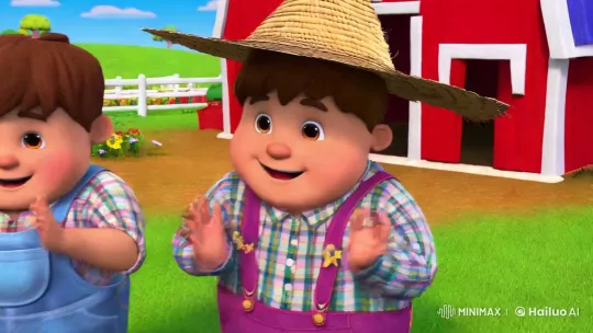 Vibrant Farmyard Scene Captures Joyful Moment with Animated Characters – AI Generated Video | Hailuo AI
