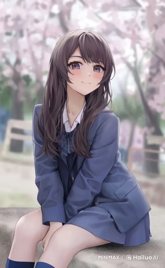 Schoolgirl in Cherry Blossom Park - Live2D Animation – AI Generated Video | Hailuo AI