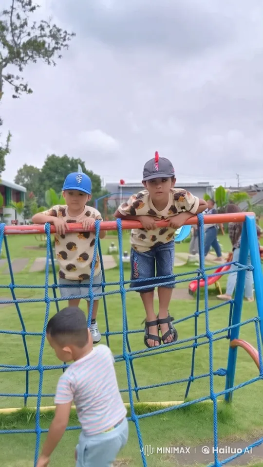 Boys Play Fight on Park Climbing Structure – AI Generated Video | Hailuo AI